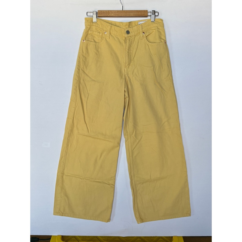 GAP Baggy Mid Rise Jeans Women's 26/2 Regular Yellow Ultrasoft Denim Wide Leg